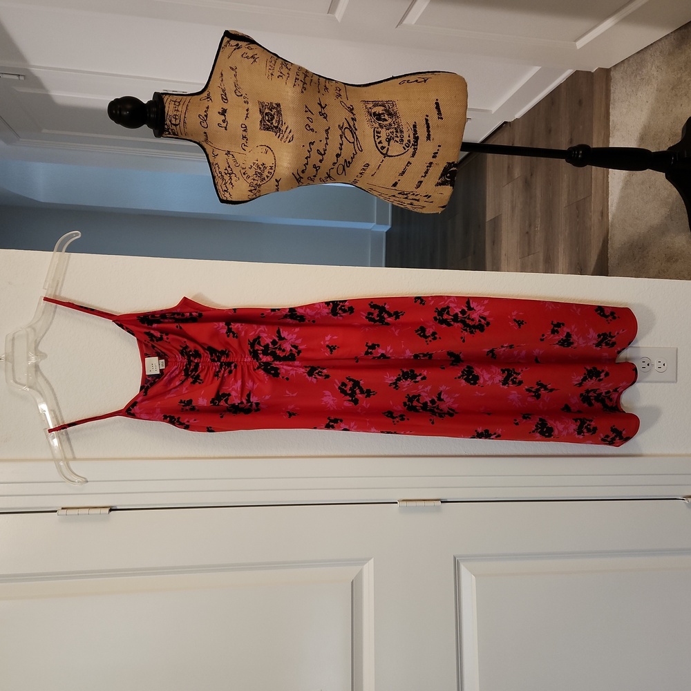 Red Floral Slip Dress